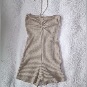 Zara Beige Ribbed Romper